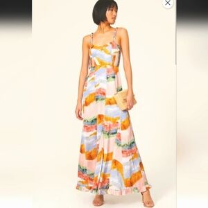 Hutch Shyla Gown Size 4 Multicolor Blue Wedding Guest Spaghetti Braided Strap